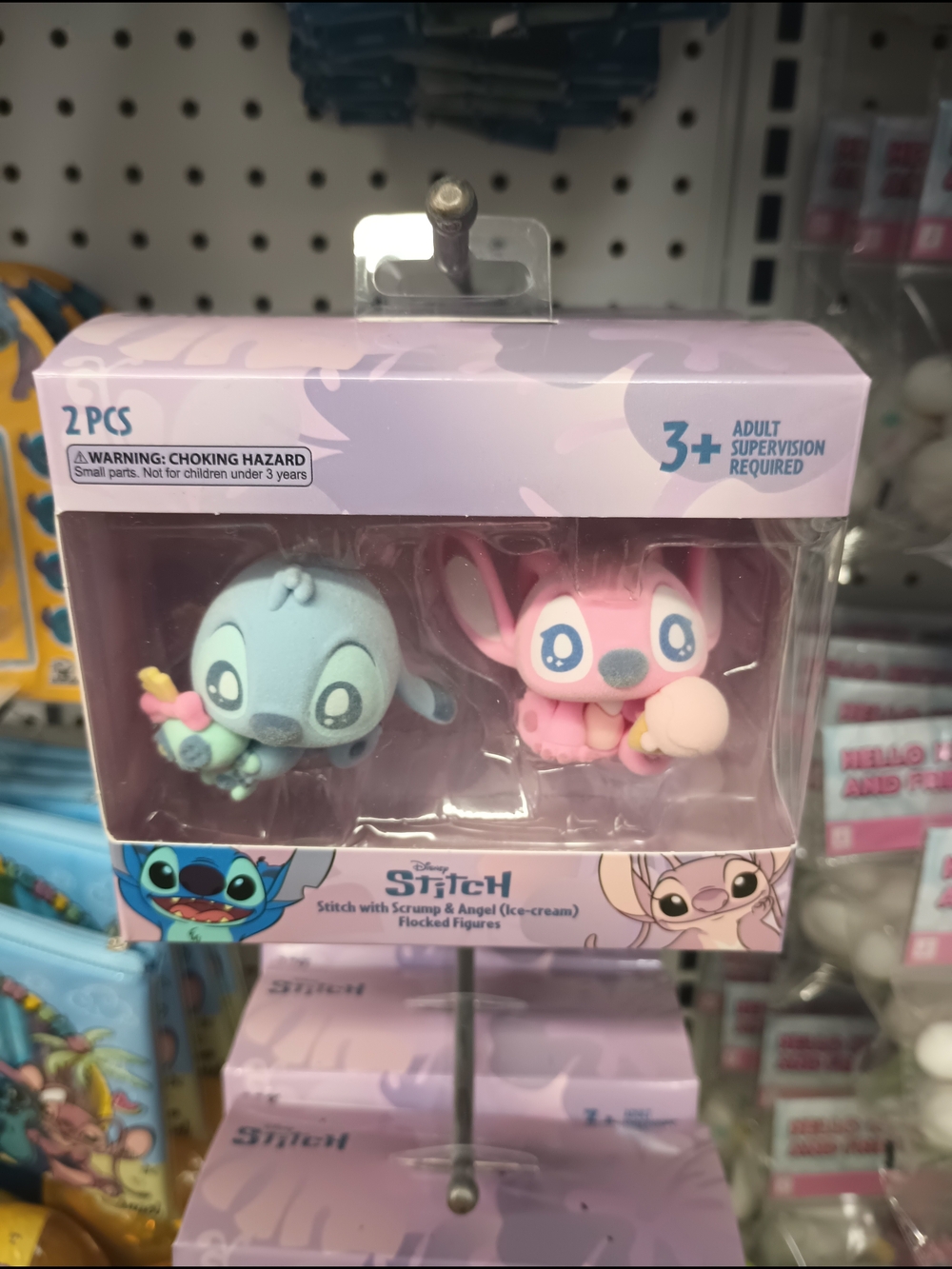 Disney Stitch Scrump & Angel Flocked Figure Set - Pink & Light Blue